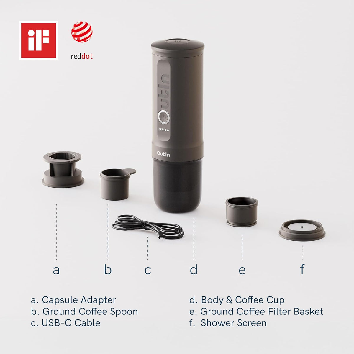 Portable Espresso Machine 20 Bar Self-Heating USB-C Space Gray