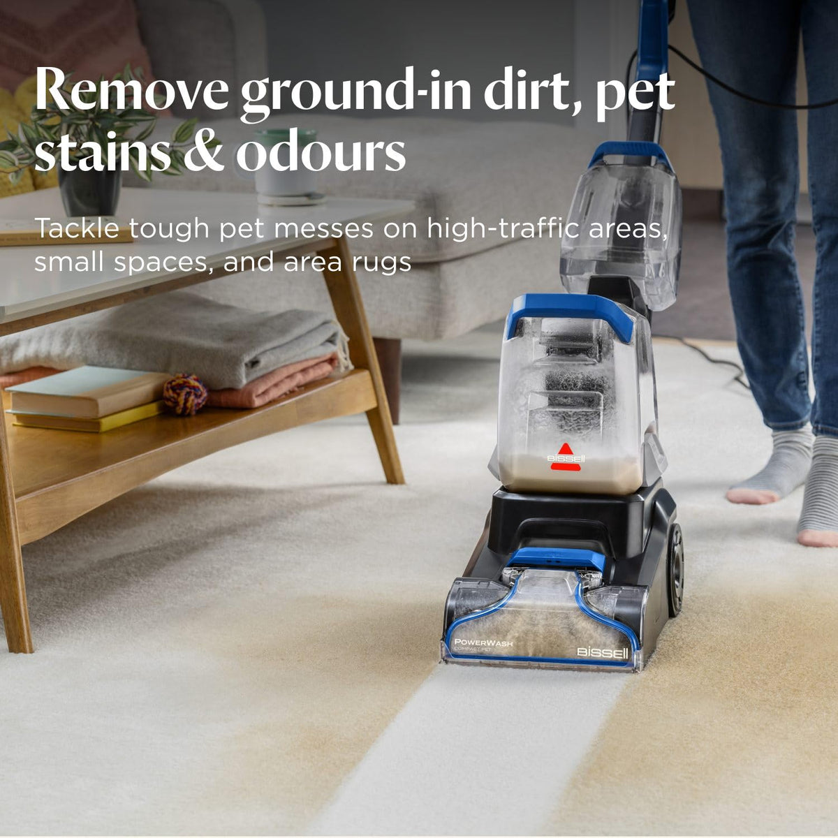 Compact Carpet Cleaner 600W 0.5 Qt Detachable Hose Blue