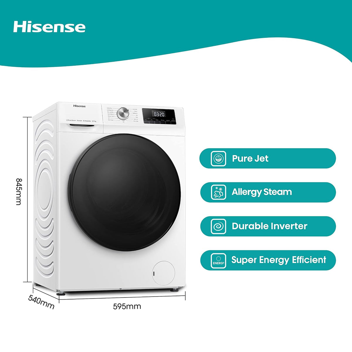Freestanding Washer Dryer 17.6lb Wash 11lb Dry 1400Rpm Pure Steam White