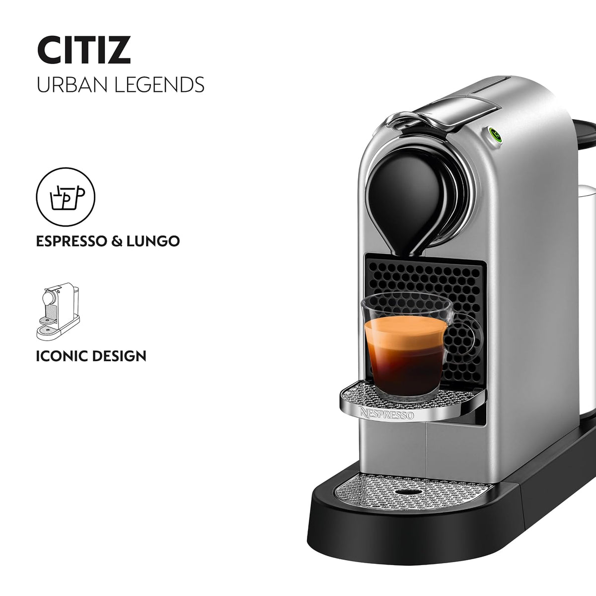 Automatic Pod Coffee Machine 1260W 1.1 Qt Removable Tank Silver