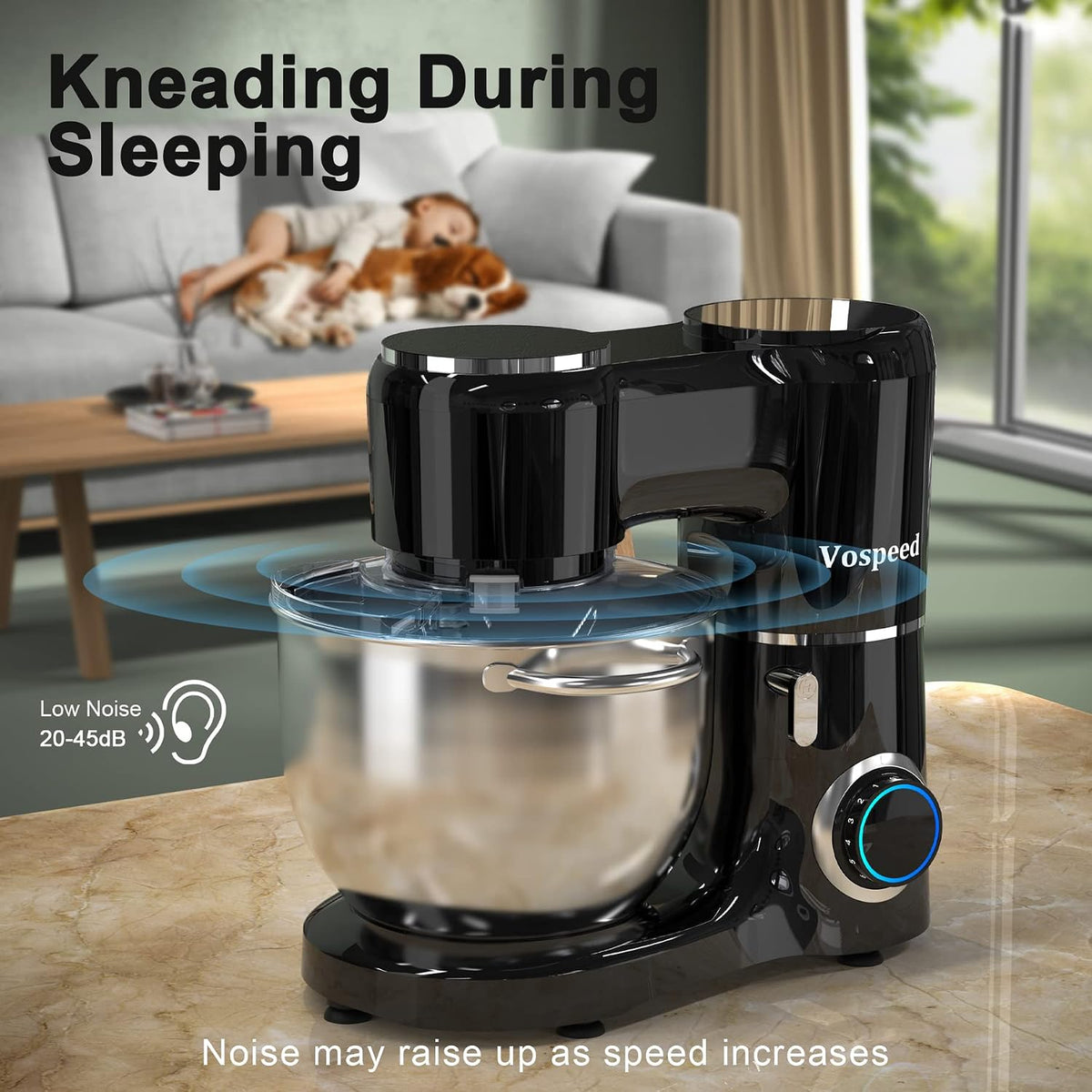 Stand Mixer 8.5 Qt 6 Speeds Tilt-Head Stainless Steel Bowl Black