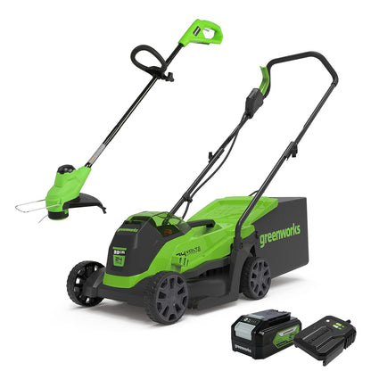 Cordless Lawn Mower 13in 24V Brushless Motor 7.9 Gal Bag 4Ah Battery