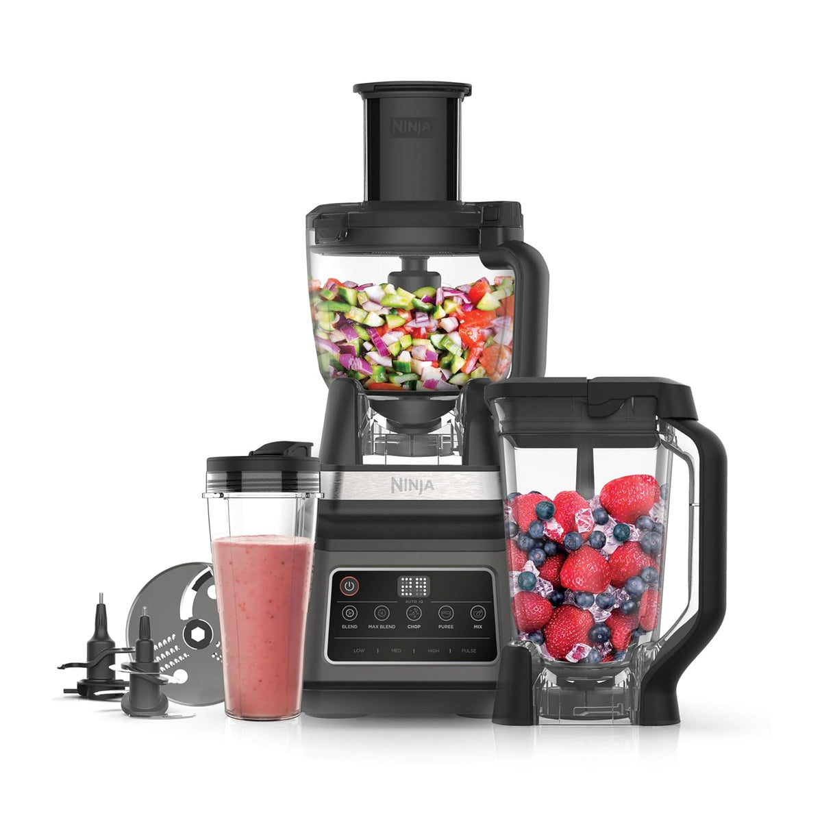 3-In-1 Food Processor And Blender With 5 Automatic Programs 1.9 Qt Black