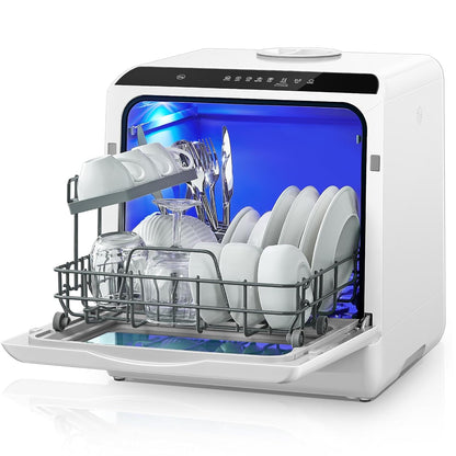 Countertop Dishwasher 5.3 Qt 6 Programs Delay Start Air Dry White