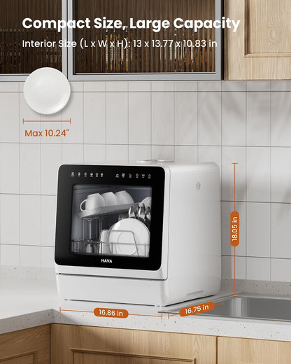 Countertop Dishwasher 5.3 Qt 8 Programs With Water Softener Black