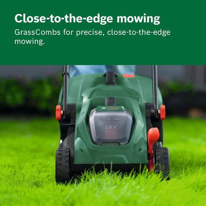 Cordless Lawn Mower 12.6in 9.2 Gal Grass Bag Mulch Plug Green
