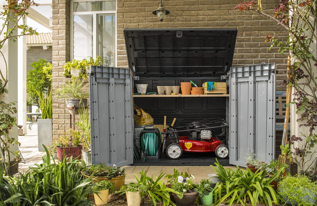 Outdoor Garden Storage Shed 57 X 32 X 48 In Gray Plastic Double Doors