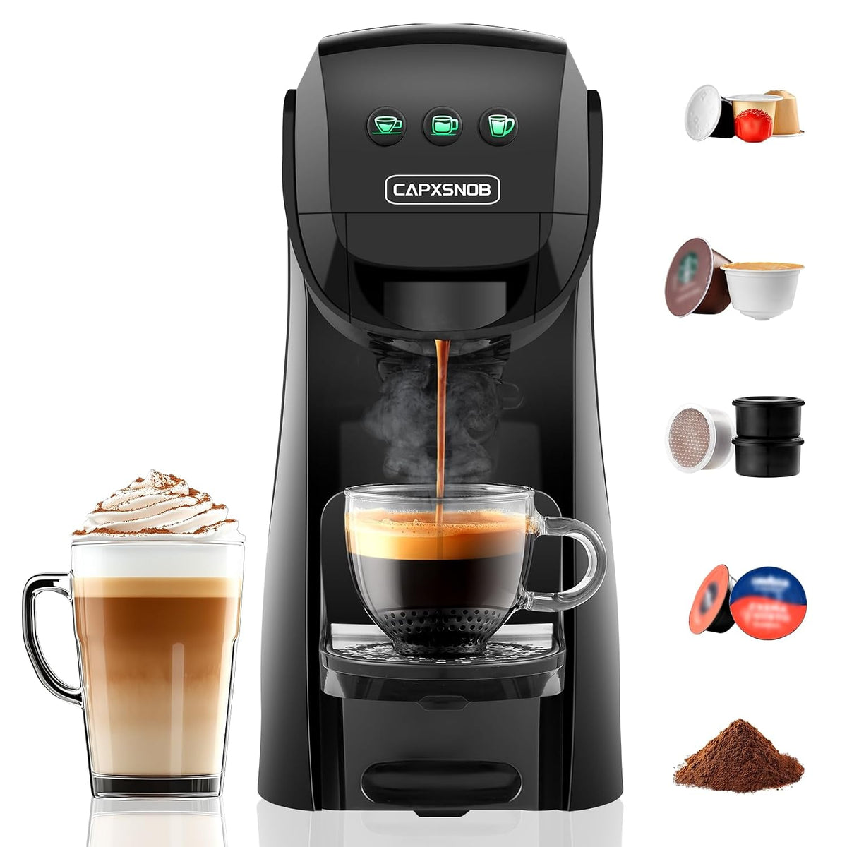 Pod Coffee Machine 5 In 1 20 Bar 0.8 Qt Black