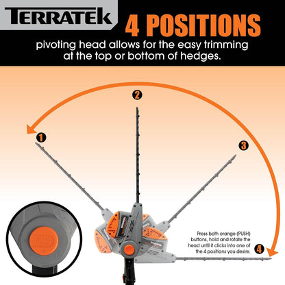 Corded Pole Hedge Trimmer 550W 8.2ft Telescopic 17.7in Blade 4-Position Head
