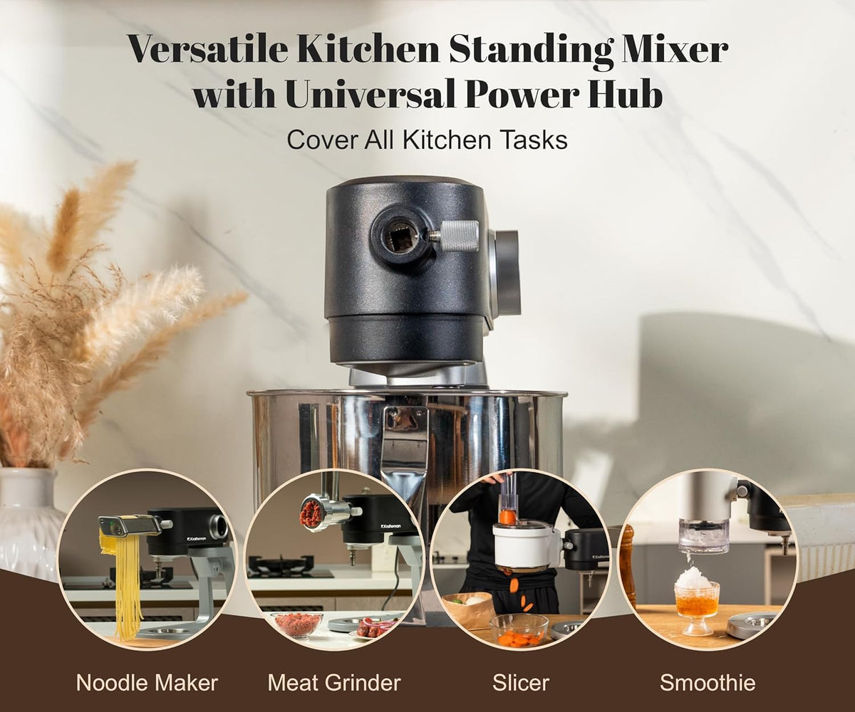 Stand Mixer 5.3 Qt 8 Speeds Timer Stainless Steel Bowl Black