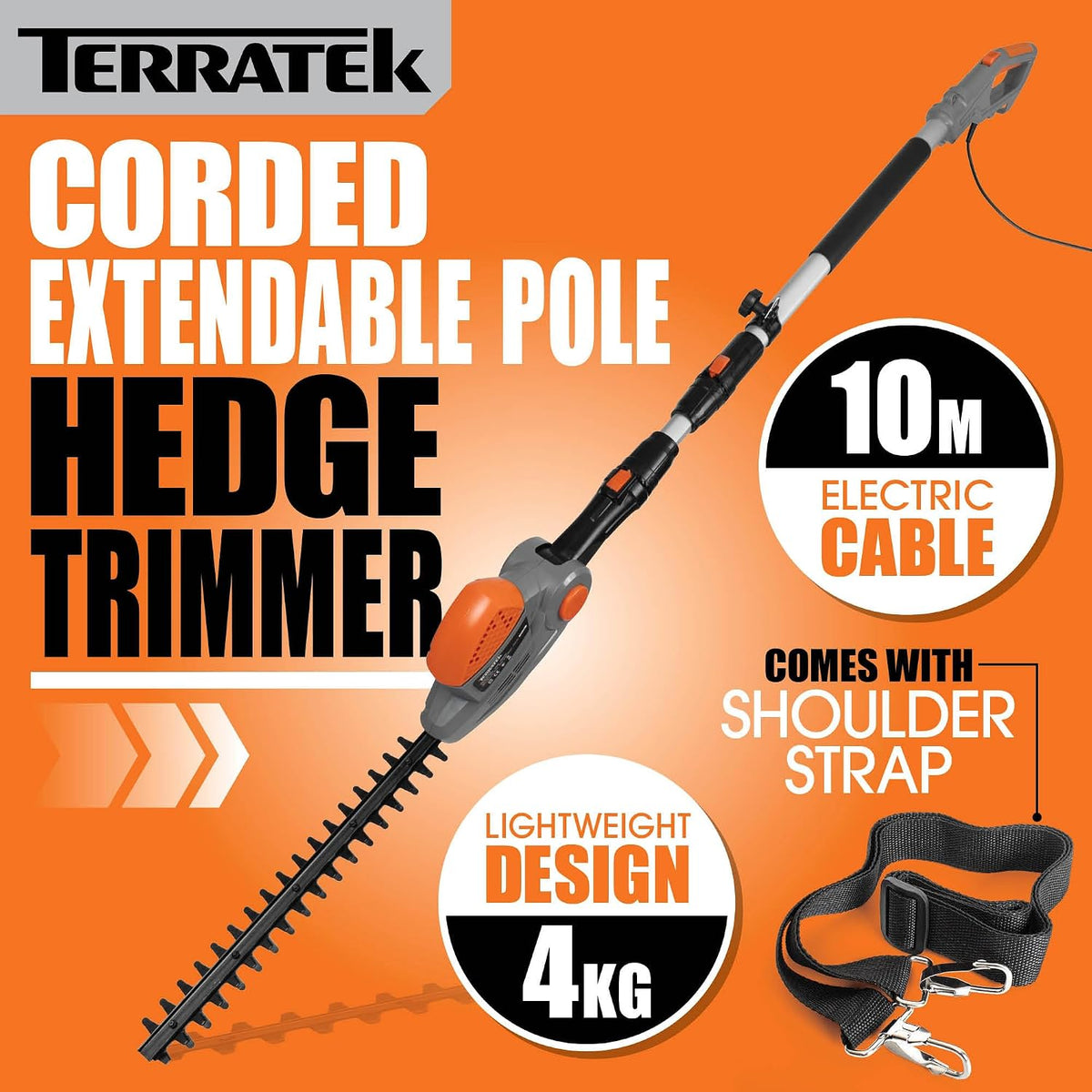 Corded Pole Hedge Trimmer 550W 8.2ft Telescopic 17.7in Blade 4-Position Head
