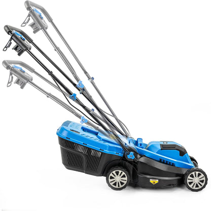 Corded Electric Lawn Mower 13in 1300W 7.9 Gal Grass Box 3 Heights Blue