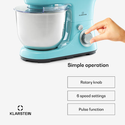 Stand Mixer 5.3 Qt 1300W 6 Speeds Planetary Mixing Action Blue