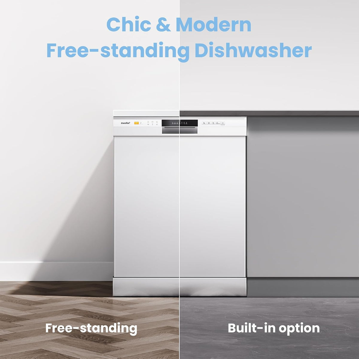 Freestanding Dishwasher 13 Place Settings 6 Programs White Auto Door Open