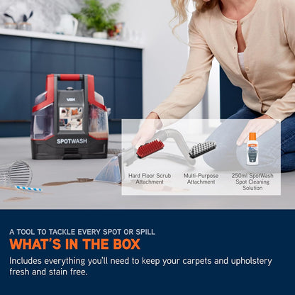 Spot Cleaner 1.7 Qt 14.8ft Cord Multi-Surface Handheld Red Gray