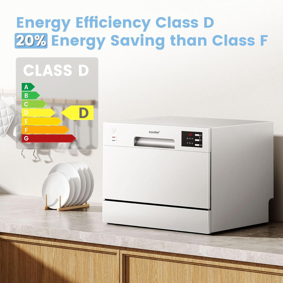 Table Top Dishwasher 6 Place Settings 6.9 Qt LED Display Delay Start White