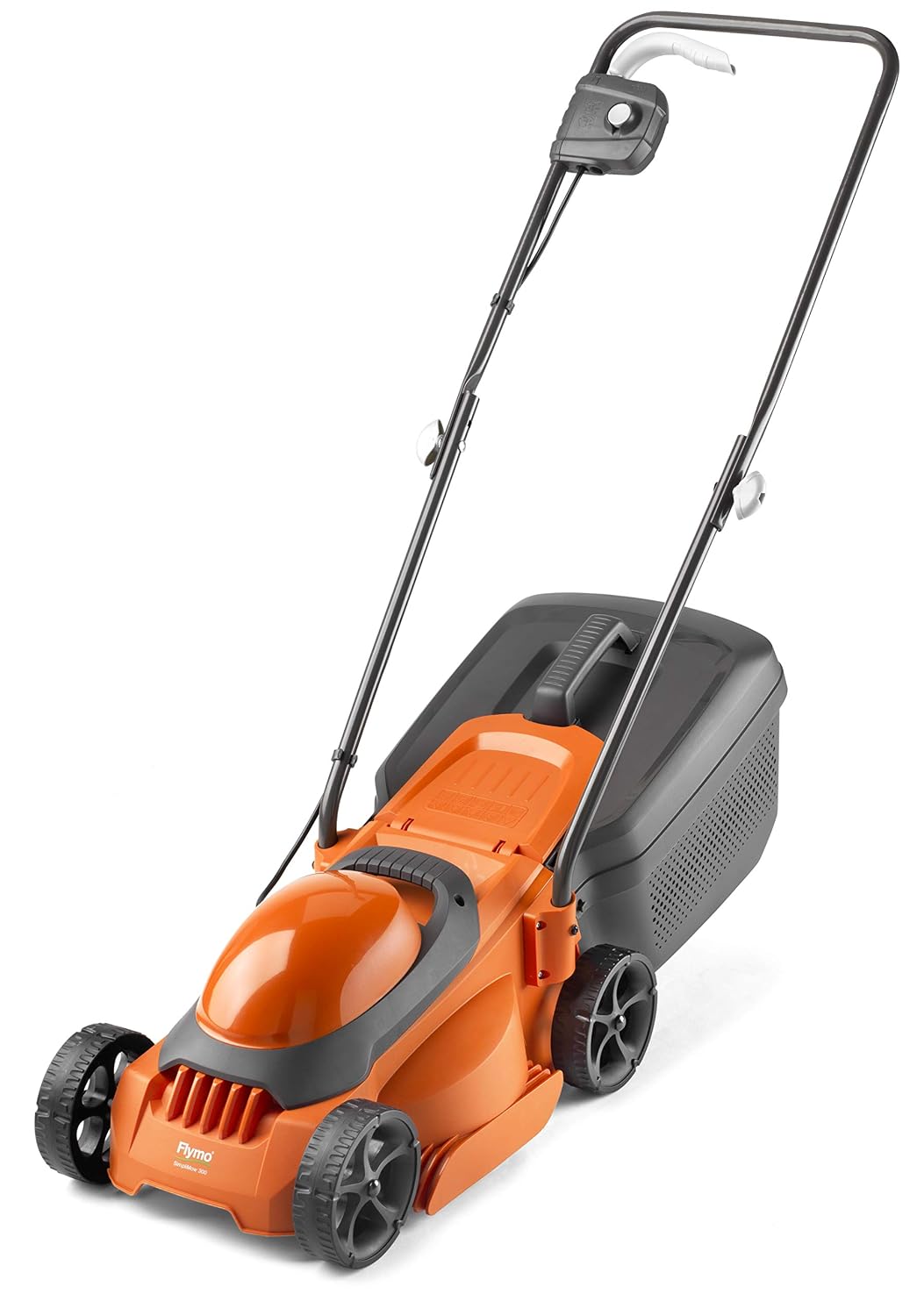 Corded Wheeled Lawn Mower 12.6in 1300W 7.9 Gal Grass Box Orange Gray