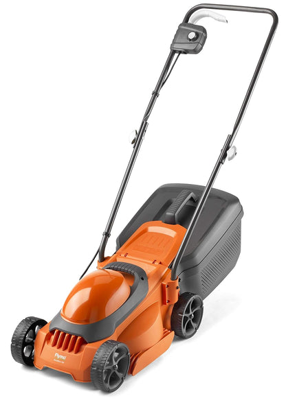 Corded Wheeled Lawn Mower 12.6in 1300W 7.9 Gal Grass Box Orange Gray