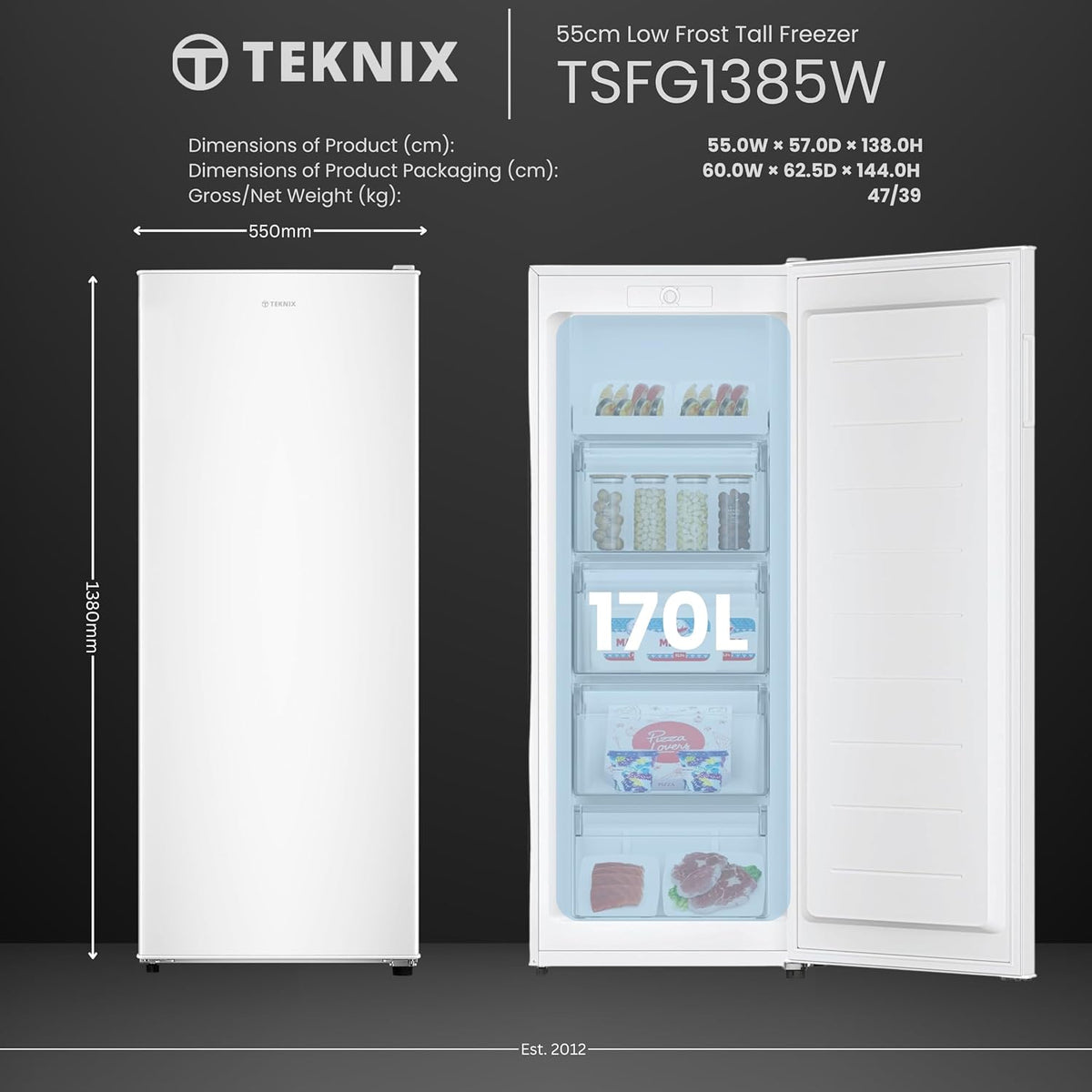 Upright Freezer 6 cu ft 200W E Rated 5 Shelves White