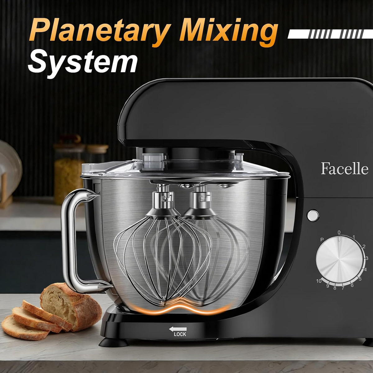 Stand Mixer 5.8 Qt 1500W 10 Speed Pulse Black