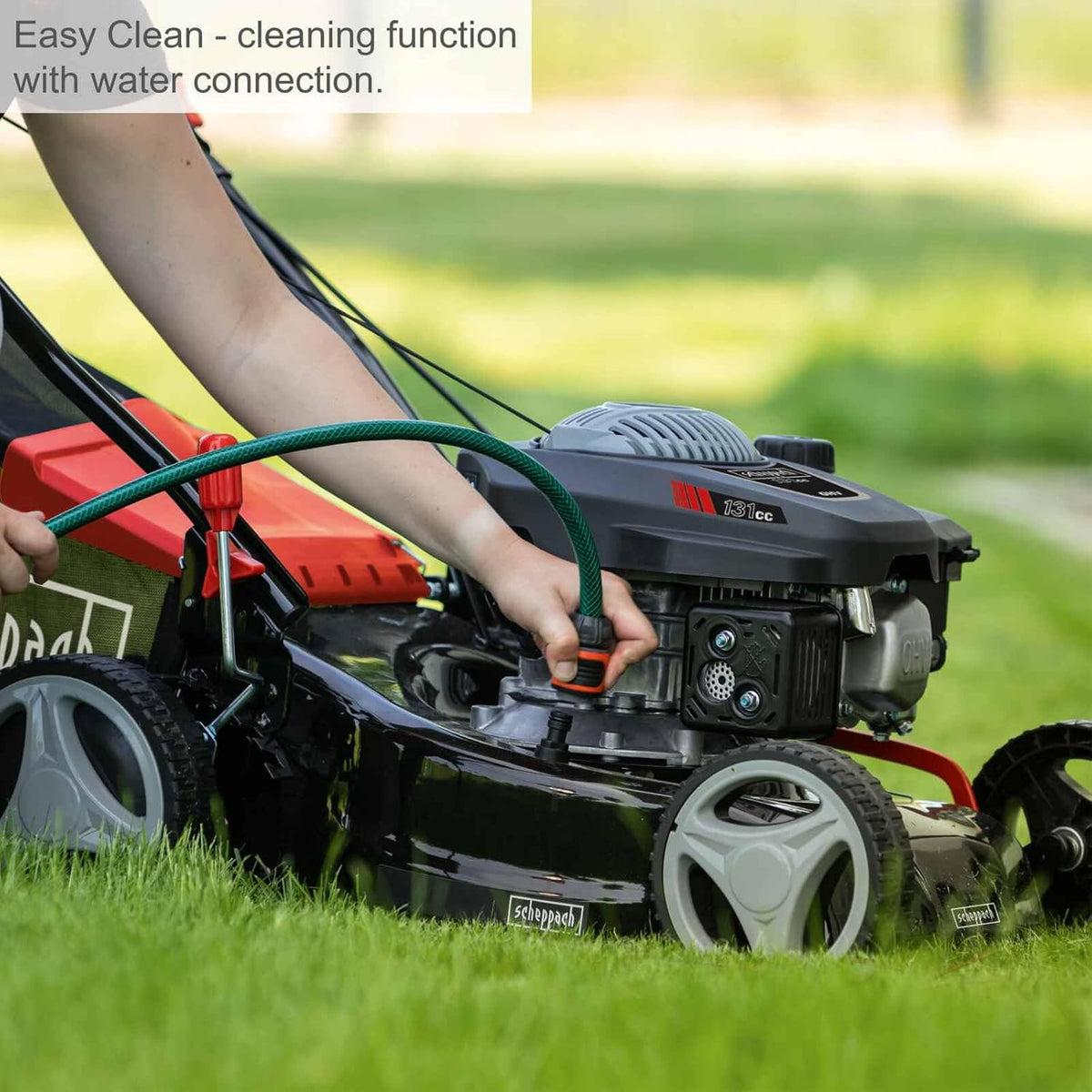Self-Propelled Petrol Lawn Mower 16.5in 131cc 11.9 Gal Grass Box Red Black