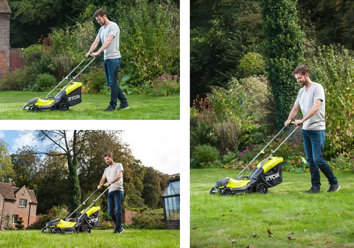 Cordless Lawnmower And Grass Trimmer Twin Kit 13in 9.8in 18V Green