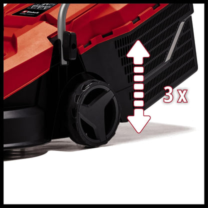 Electric Lawn Mower 12.6in 1000W 7.9 Gal Grass Box 3 Cutting Heights Red Black