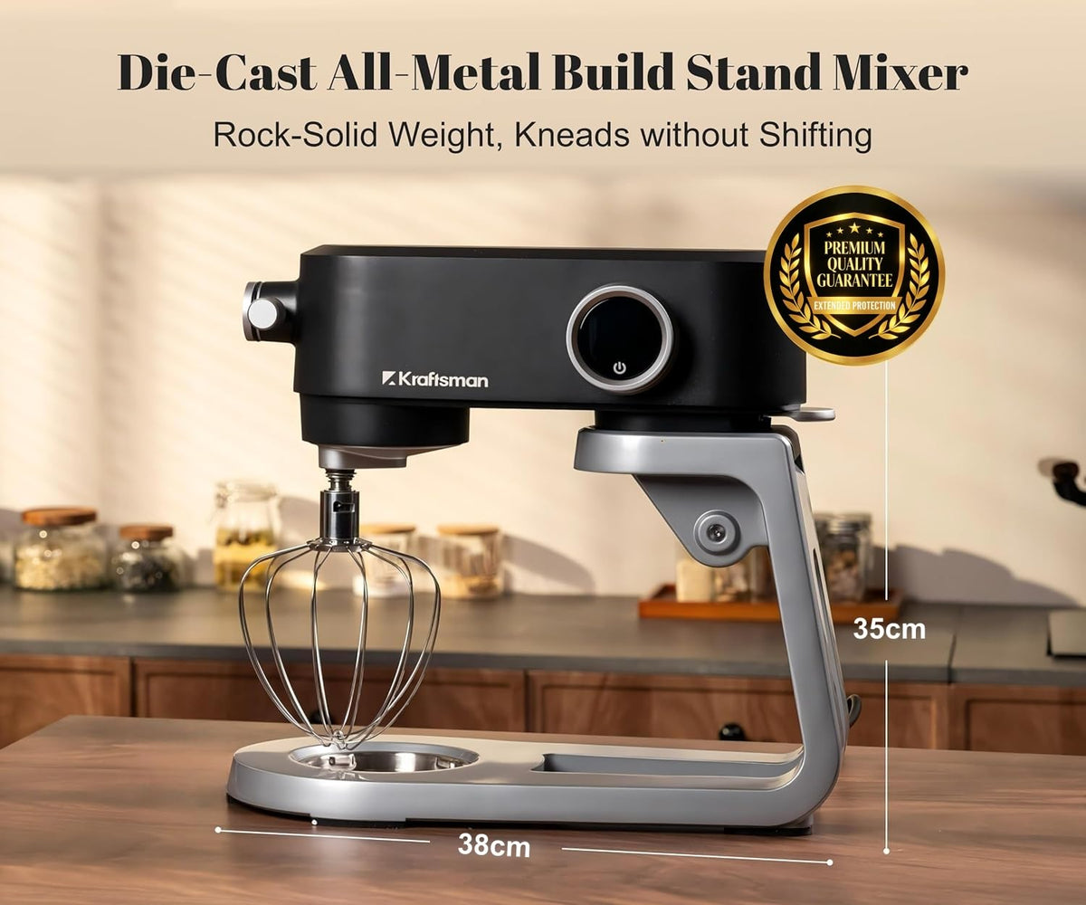Stand Mixer 5.3 Qt 8 Speeds Timer Stainless Steel Bowl Black