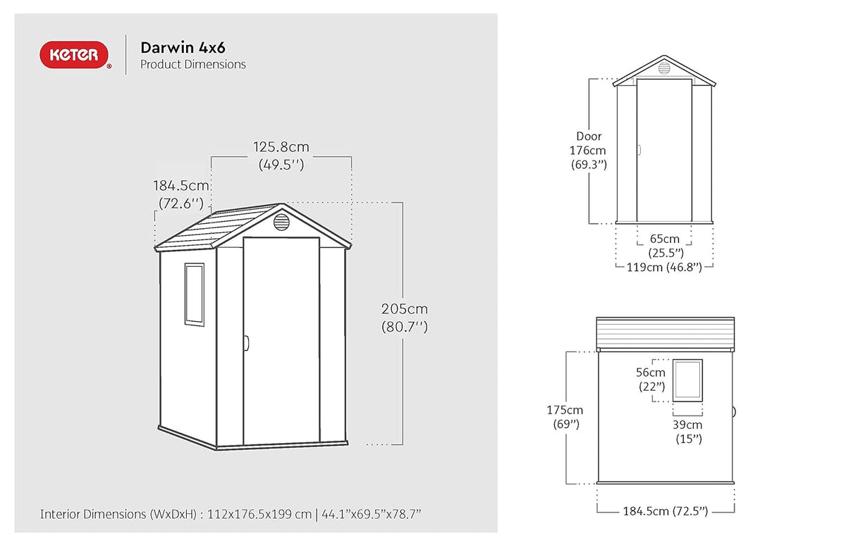 Resin Garden Storage Shed 6 X 4 Ft Gray Single Door Lockable