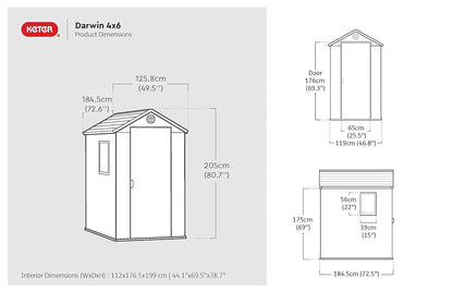 Resin Garden Storage Shed 6 X 4 Ft Gray Single Door Lockable