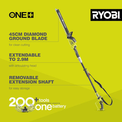 Cordless Pole Hedge Trimmer 17.7in 18V ONE+ Diamond-Ground Blade