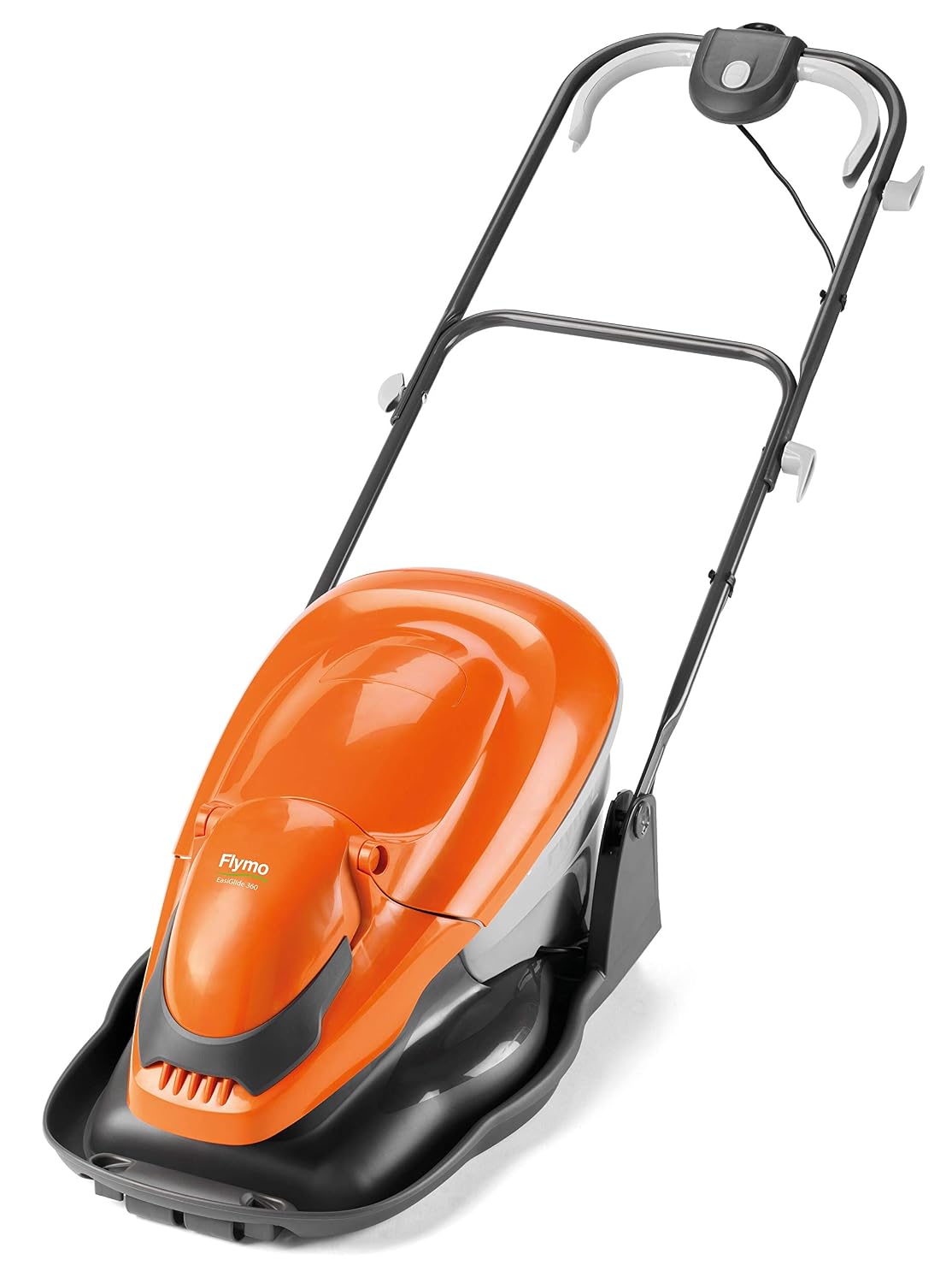 Hover Lawn Mower 14.2in 2000W 6.9 Gal Grass Box 4 Cutting Heights Orange Gray