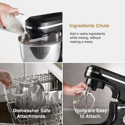 Stand Mixer 4.8 Qt 1000W 8 Speeds With Pulse Function Black