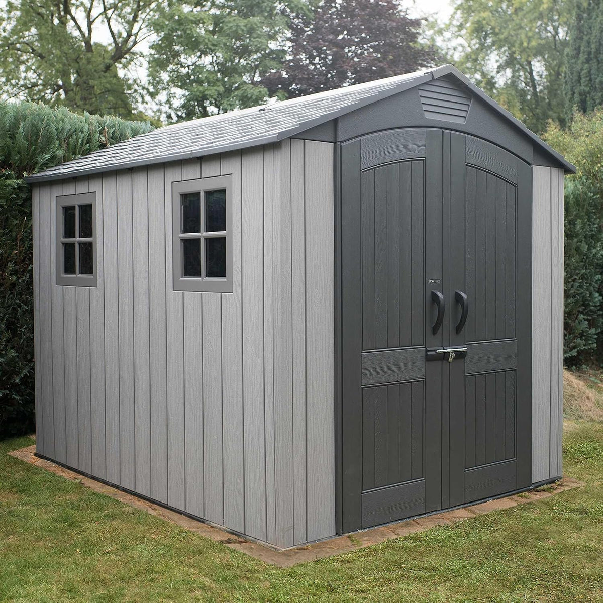 Garden Storage Shed 7 X 9.5 Ft Light Gray HDPE Steel Reinforced