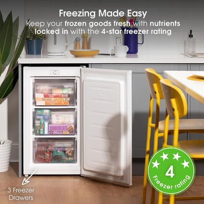 Under Counter Freezer 18.9in 2.1 cu ft Freestanding White Reversible Door