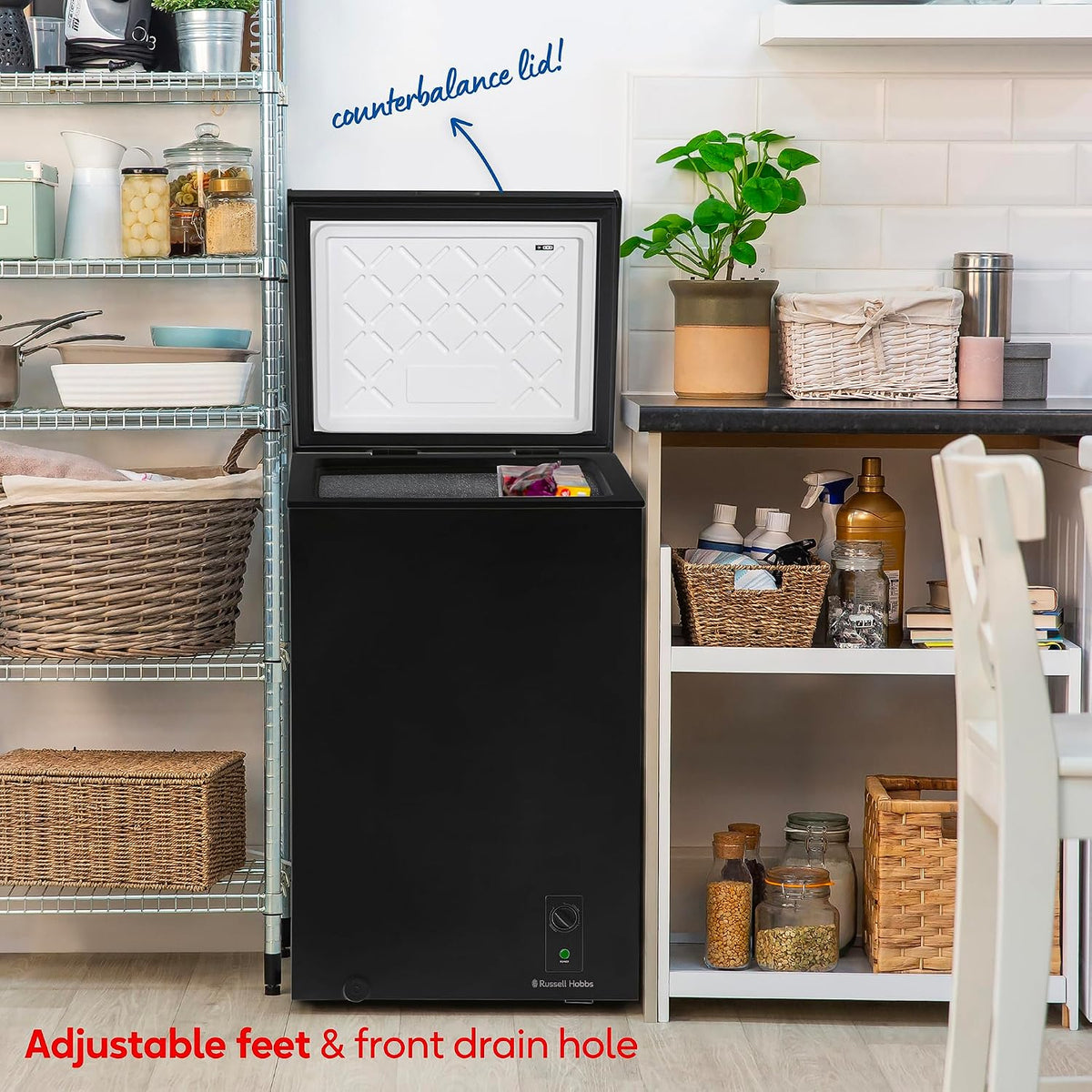 Chest Freezer 3.5 cu ft Freestanding With Adjustable Temperature Black