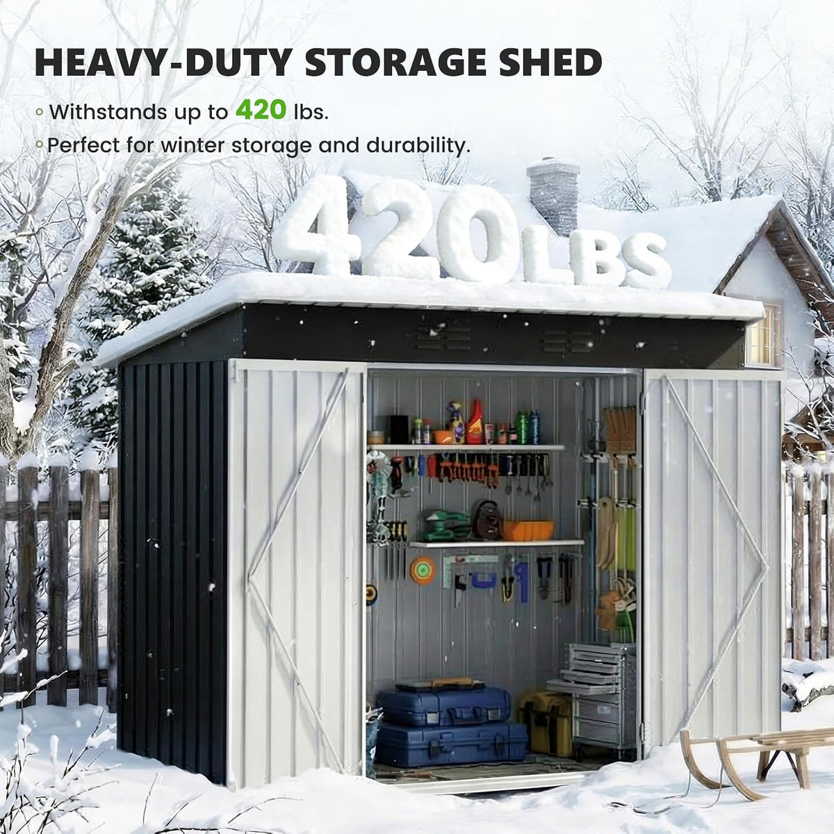 Metal Garden Storage Shed 8 X 4 Ft Dark Gray Alloy Steel Lockable Door