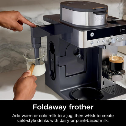 2-in-1 Filter Coffee And Pod Capsule Machine 1.9 Qt Built-in Milk Frother Black