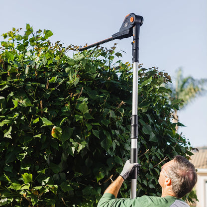 Cordless Pole Hedge Trimmer 17.7in 10.5ft Reach 10-Position Head Black