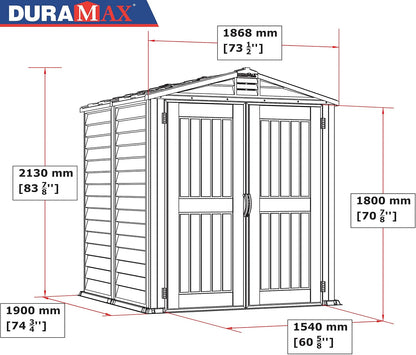 Plastic Garden Storage Shed 6 X 6 Ft Dark Gray Adobe Metal Roof