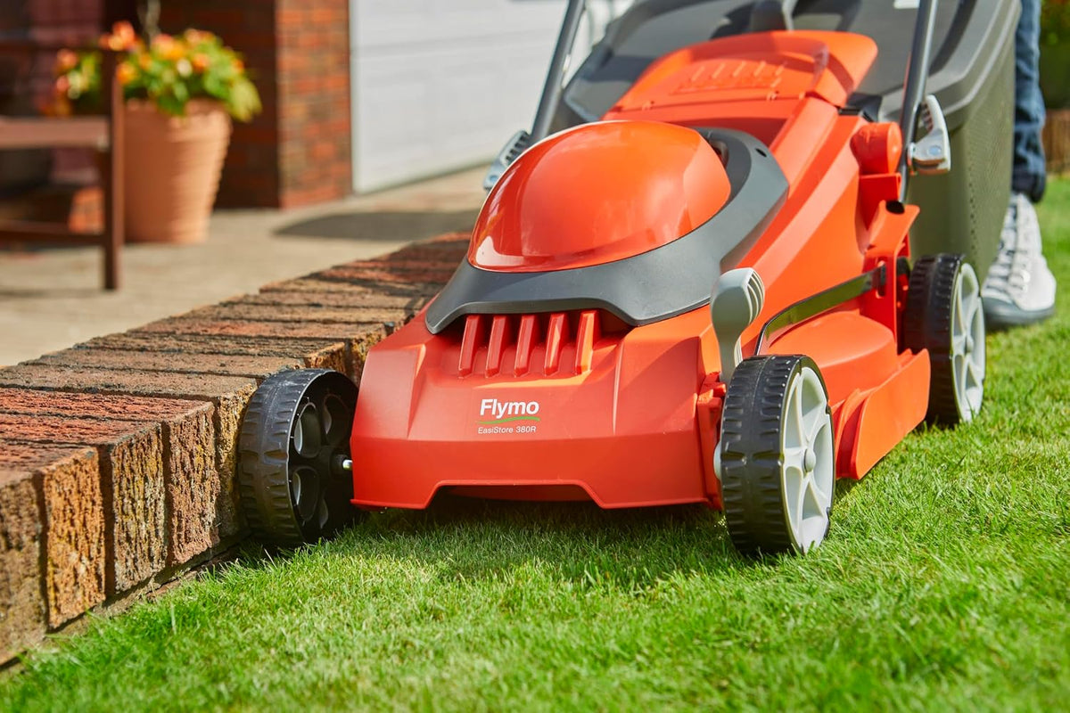 Corded Electric Lawn Mower 1600W 15in 11.9 Gal 5 Heights Orange Gray