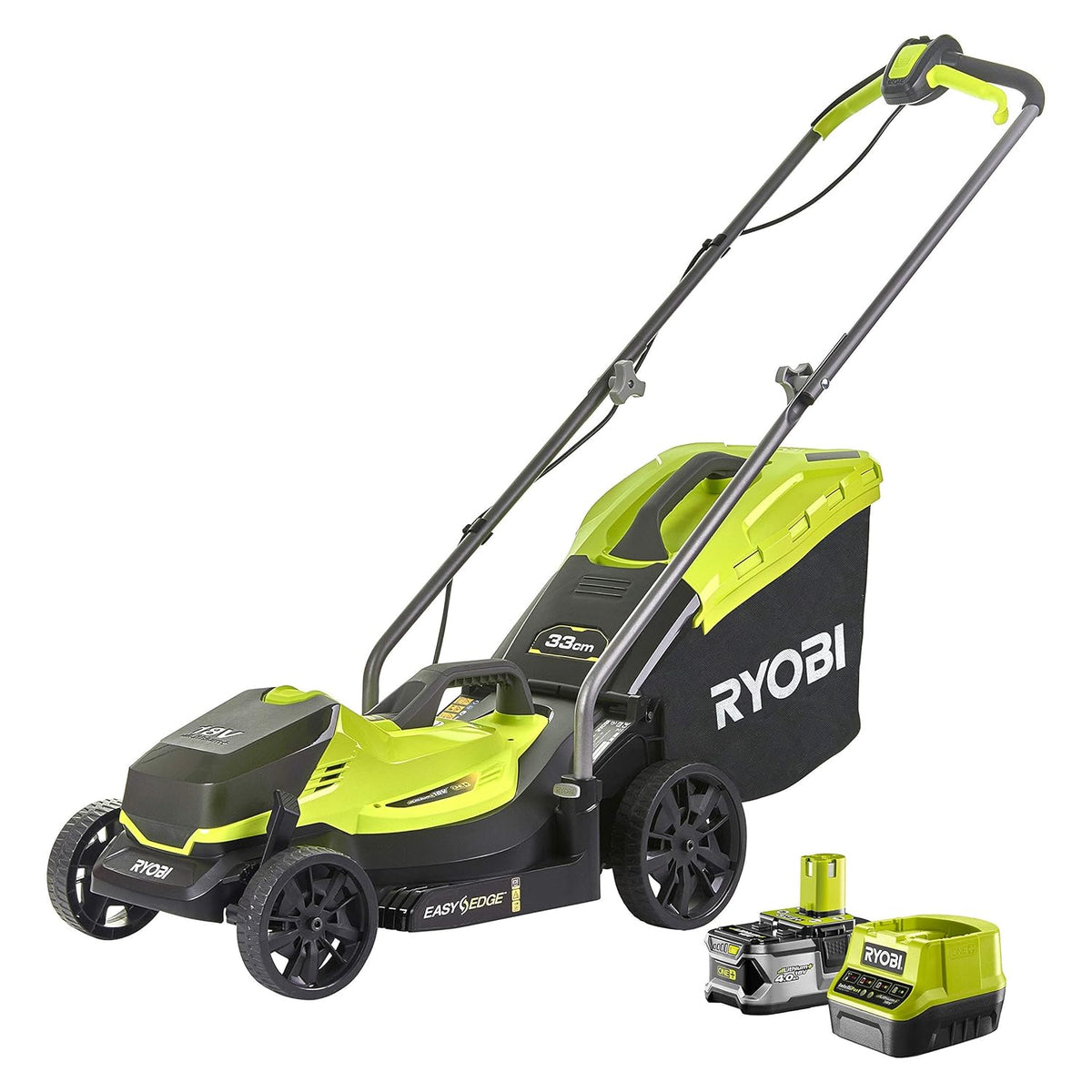 Cordless Lawnmower And Grass Trimmer Twin Kit 13in 9.8in 18V Green