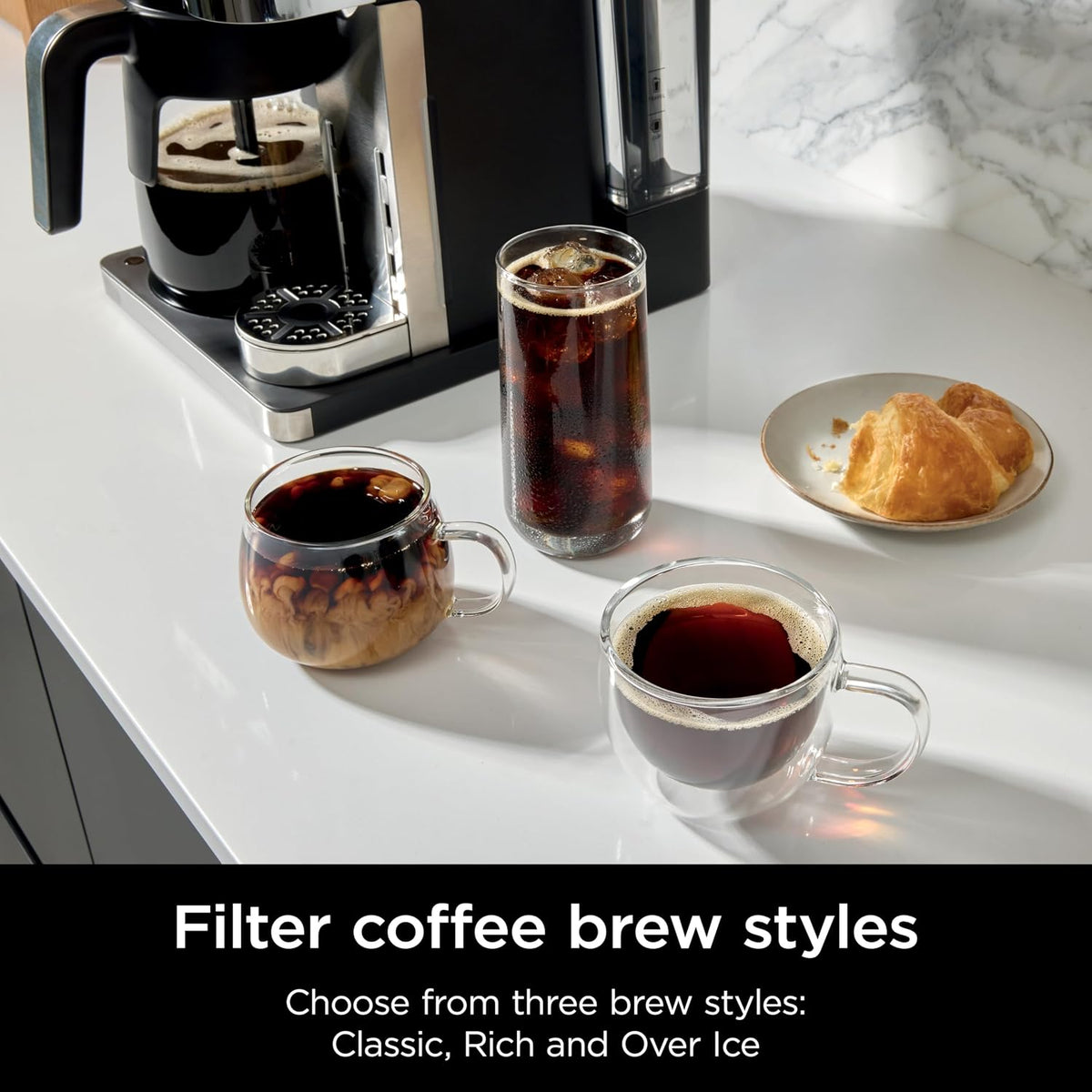 2-in-1 Filter Coffee And Pod Capsule Machine 1.9 Qt Built-in Milk Frother Black