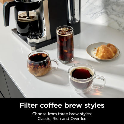 2-in-1 Filter Coffee And Pod Capsule Machine 1.9 Qt Built-in Milk Frother Black