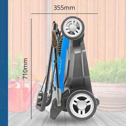 Electric Lawn Mower 15in 1600W 10.6 Gal Bag 5 Cutting Heights Blue
