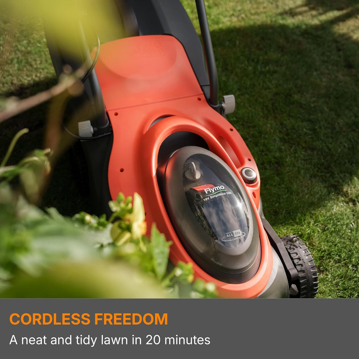 Cordless Lawn Mower 12.6in Cutting Width 4 Height Settings 1.2-2.4 in 18V 4.0Ah Orange