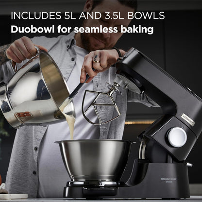 Stand Mixer 1200W Integrated Scale 5.3 Qt 3.7 Qt Bowls Black