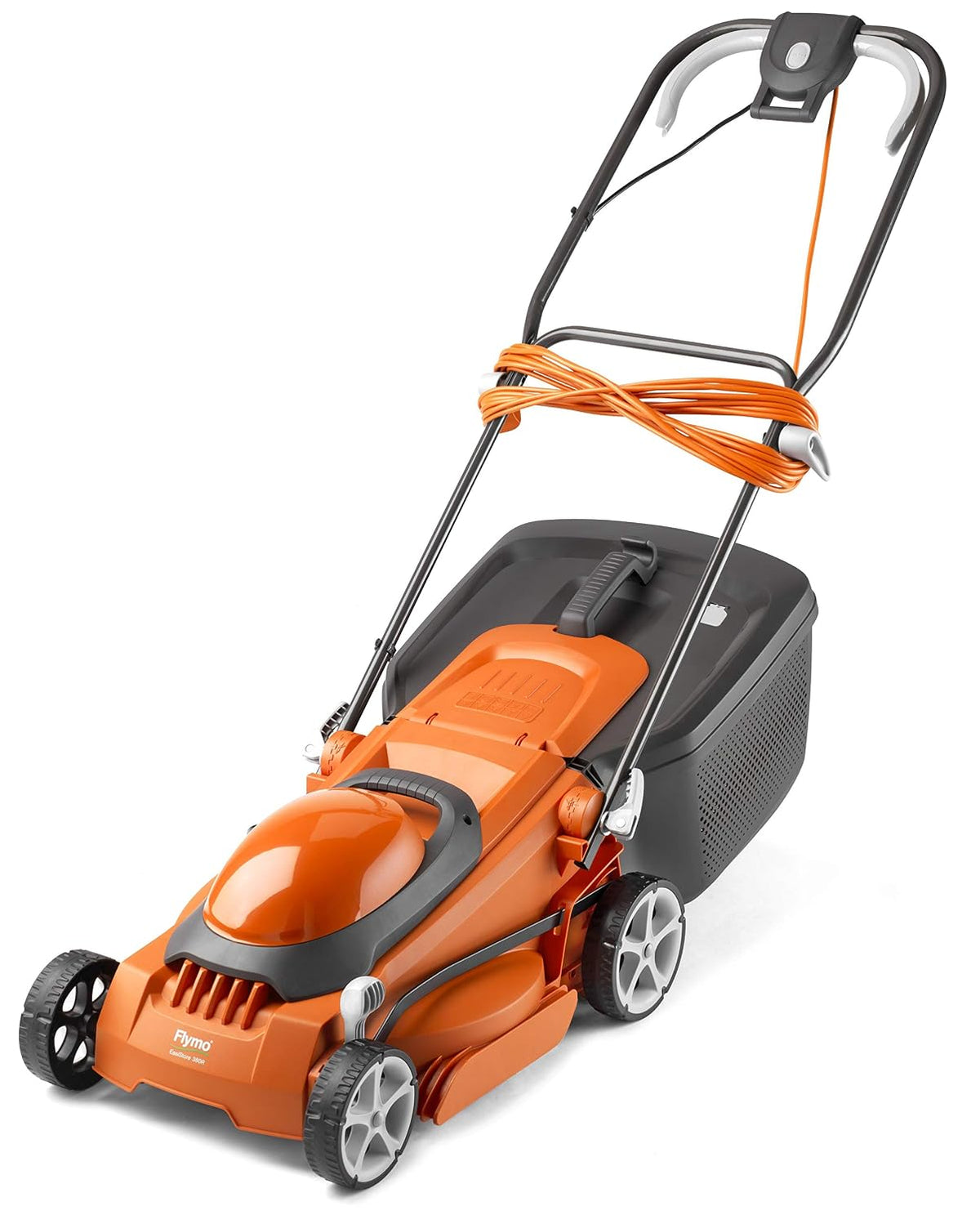 Corded Electric Lawn Mower 1600W 15in 11.9 Gal 5 Heights Orange Gray