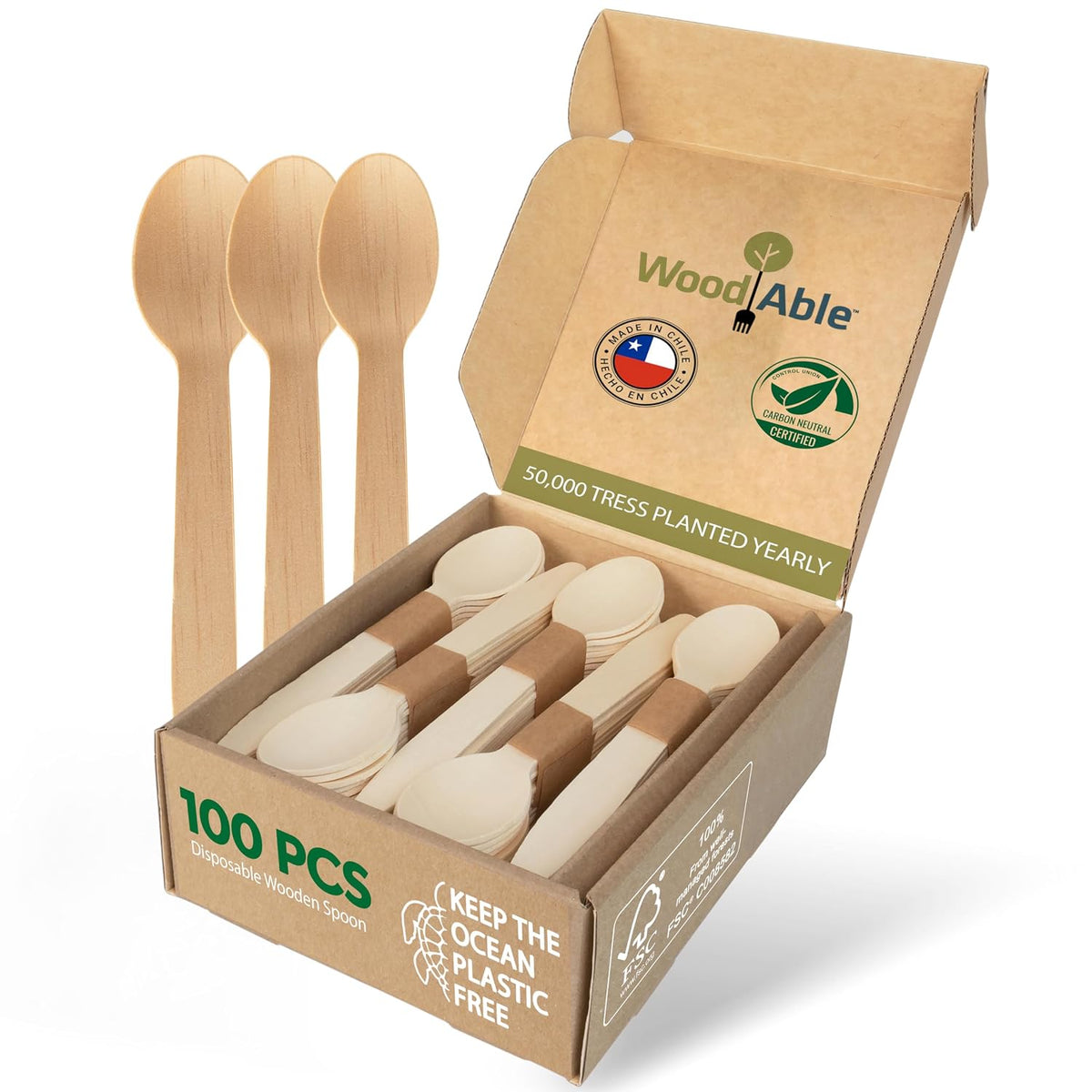 Bamboo Spoons 100 Pack 6.5in Compostable Cutlery