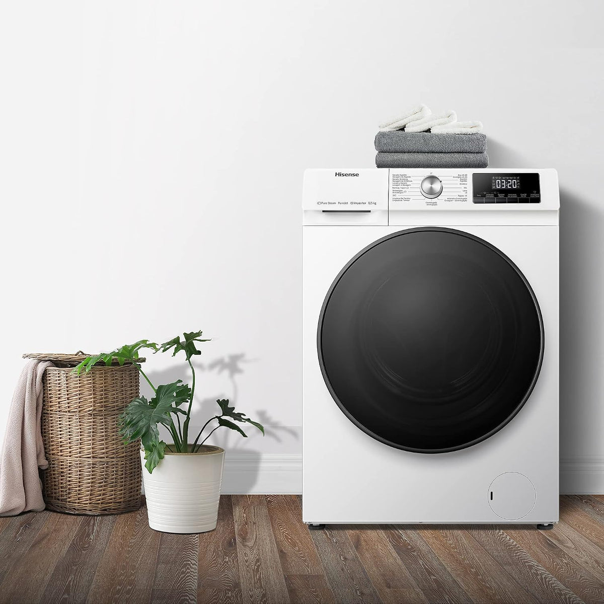Freestanding Washer Dryer 17.6lb Wash 11lb Dry 1400Rpm Pure Steam White